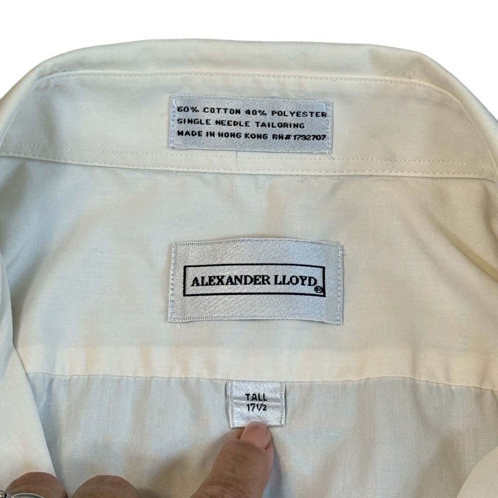 Alexander Lloyd Button Down Short Sleeve Dress Shirt. Cream Size 17.5 Tall #1851 - Picture 6 of 6